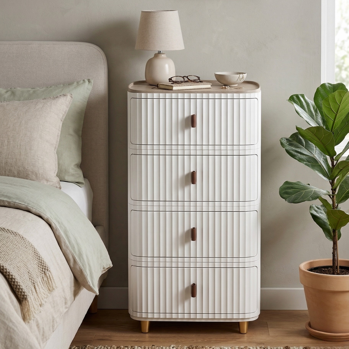 Modern 4-Layer Storage Cabinet with Wooden Top – Sleek Space-Saving Organizer