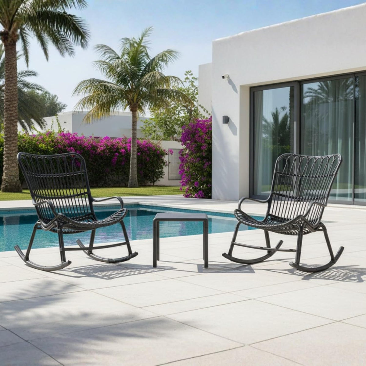 Serena outdoor rocking chair set, Grey