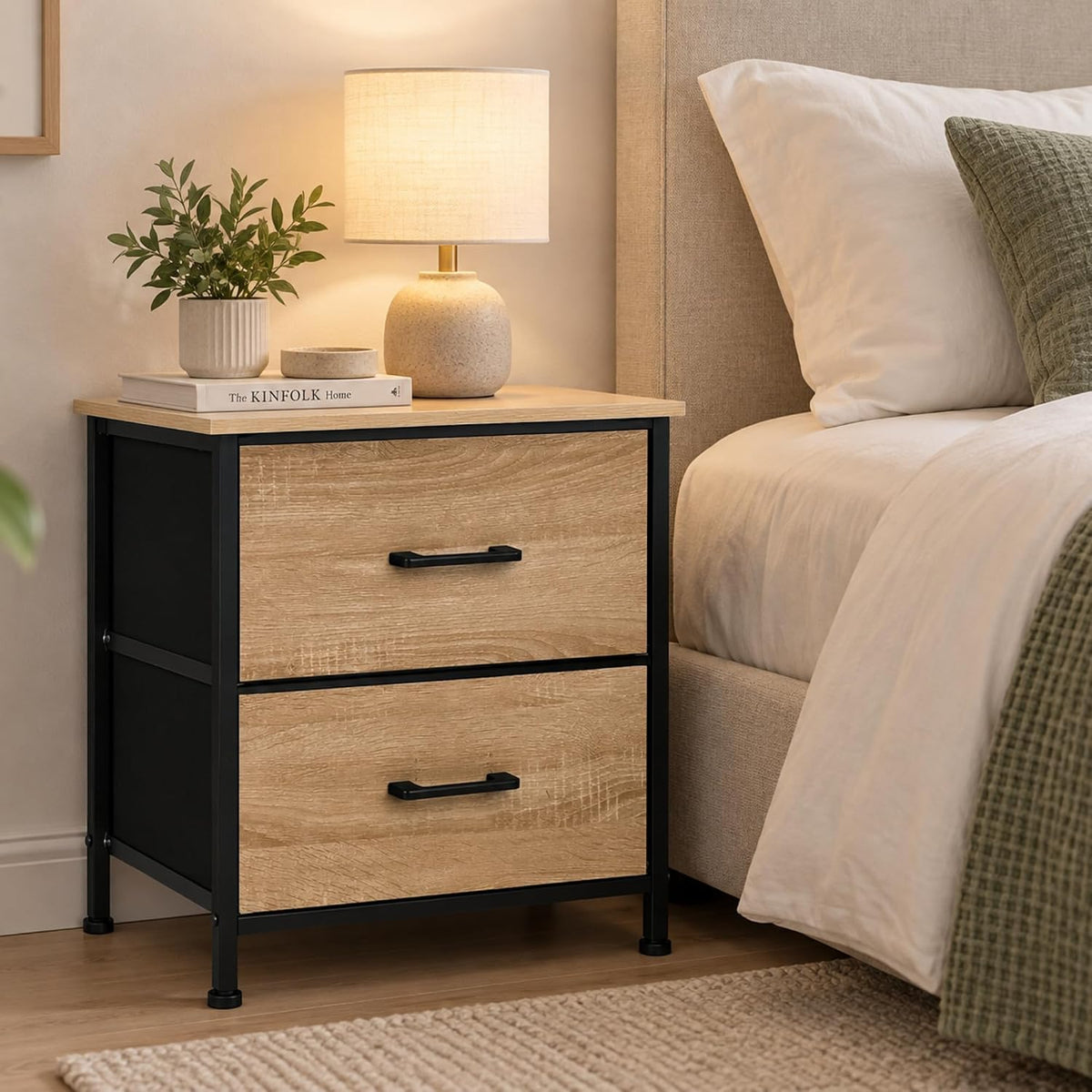 Nova 2-drawer dresser used as a bedside table