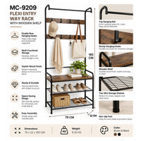 Flexi entryway rack features and dimensions 79 × 32 × 185 cm