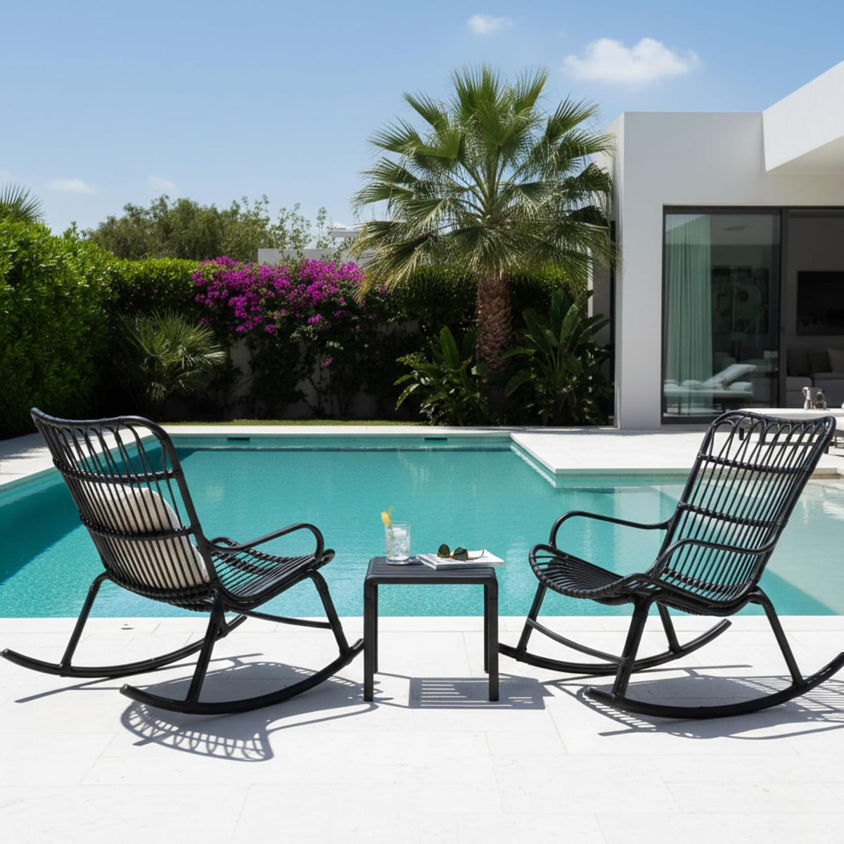 Serena outdoor rocking chair set, Black