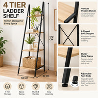 4-tier ladder shelf features and dimensions 50 × 40 × 170 cm
