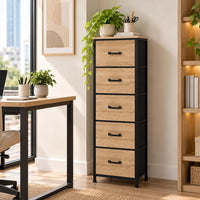 Nova 5-drawer fabric dresser in a bedroom