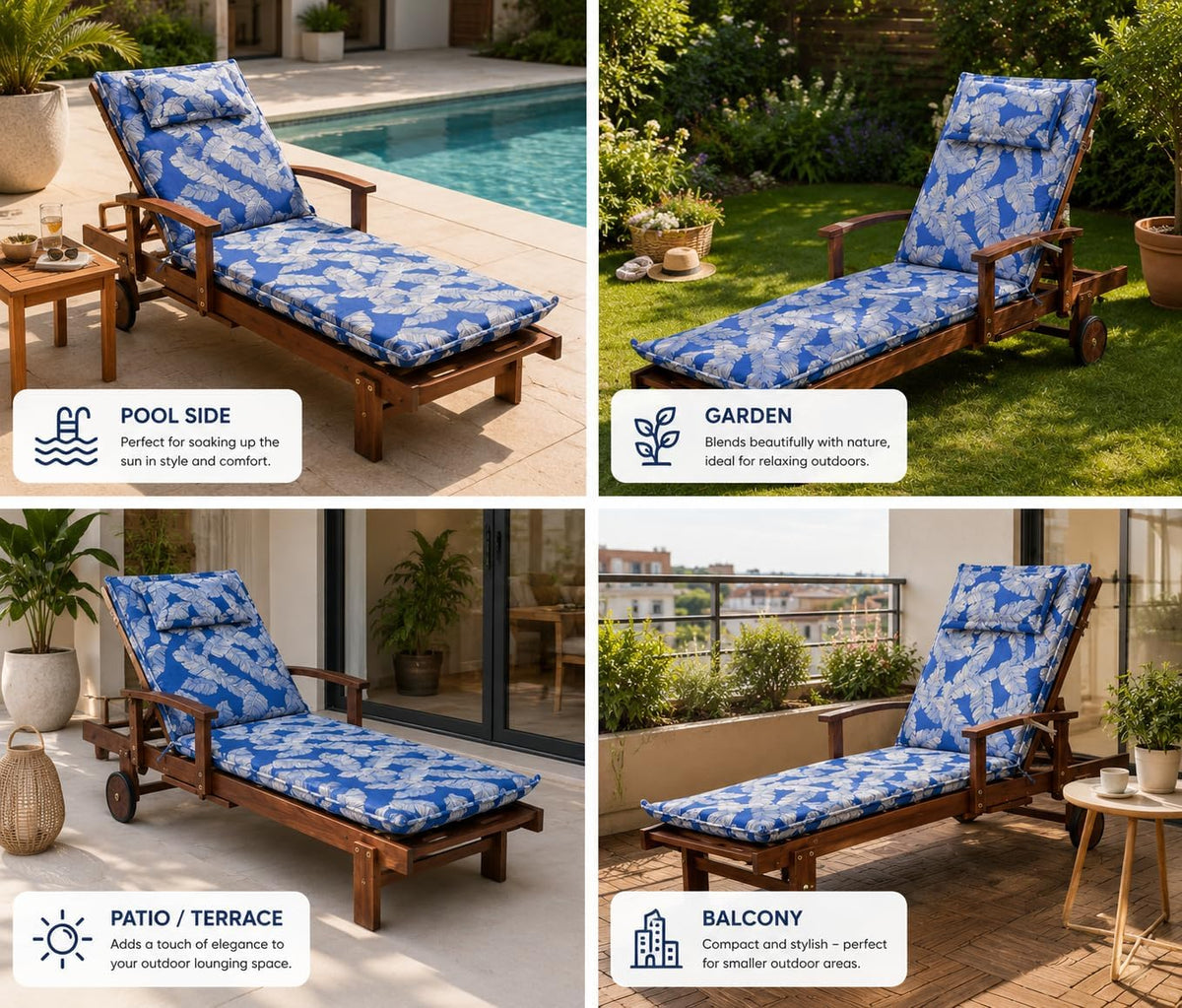 Phuket wooden sun lounger dimensions