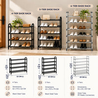 Size comparison of Marcolo 4-tier, 5-tier and 6-tier shoe racks