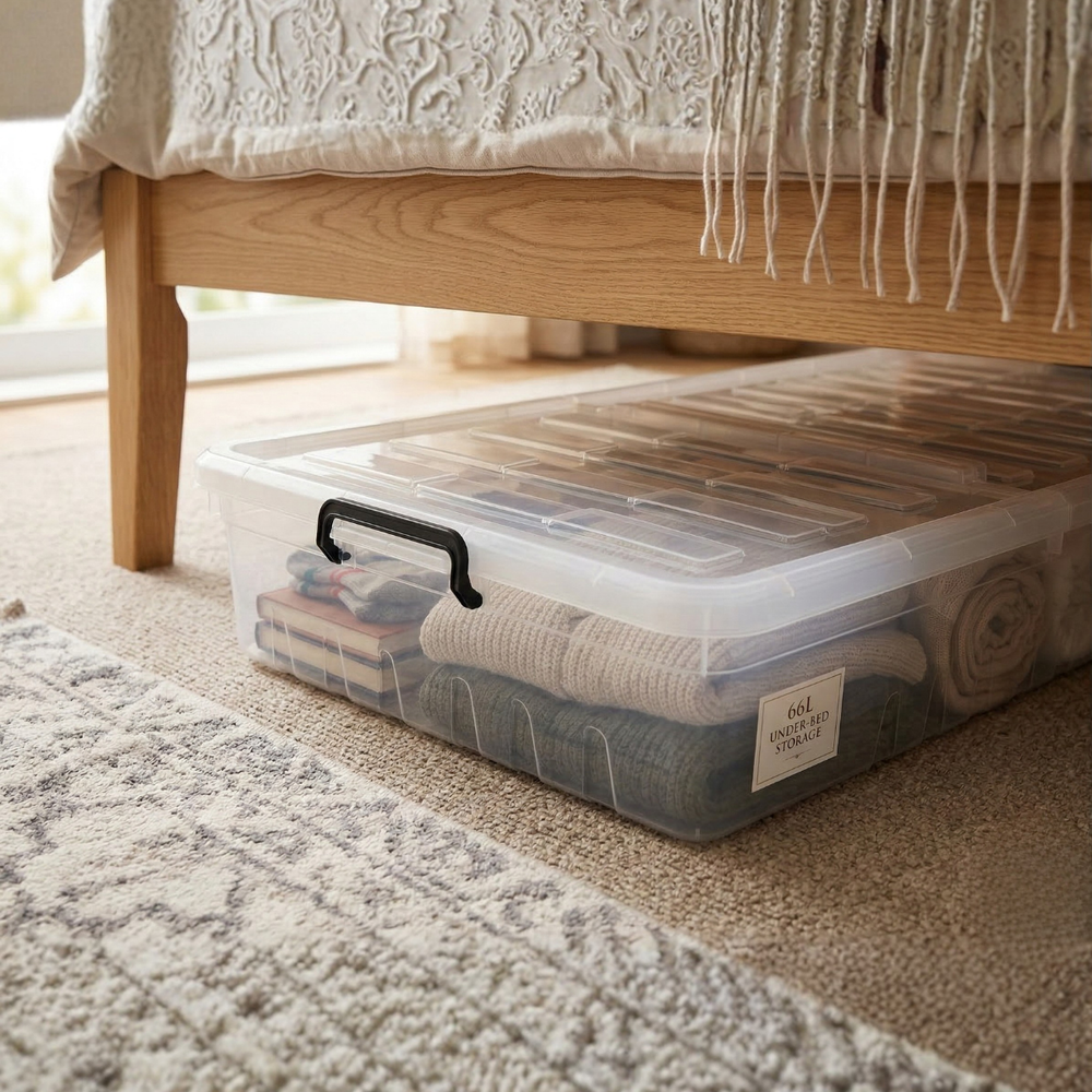 40L Storage Box with Lid – Compact Space-Saving Organizer (73×43×17 cm)