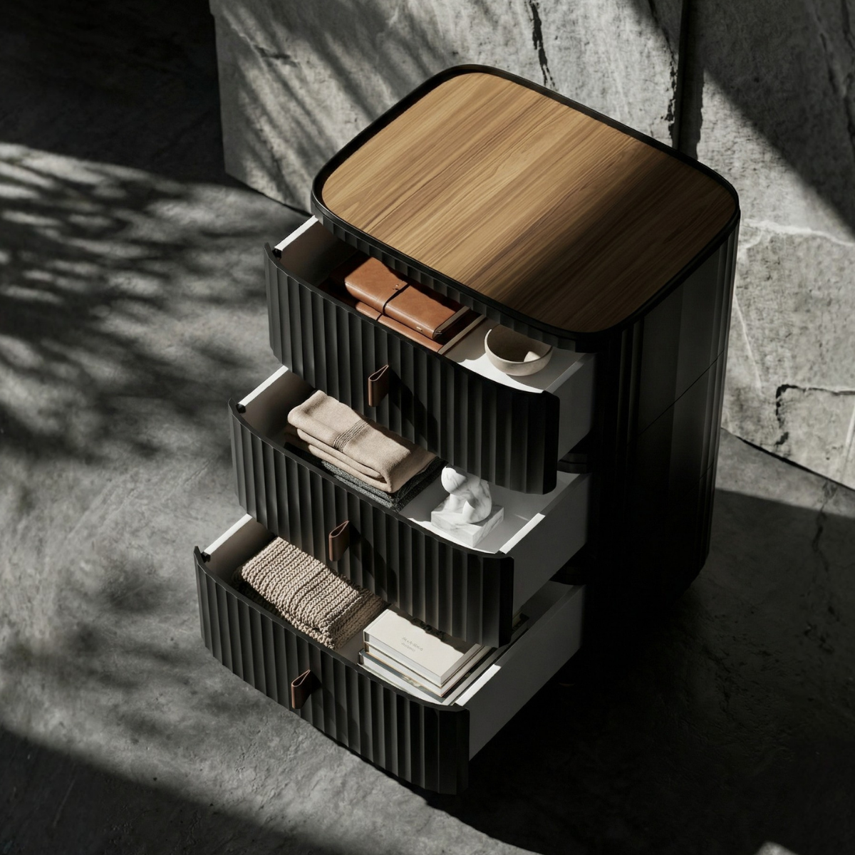 Modern 3-Layer Storage Cabinet with Wooden Top – Sleek Space-Saving Organizer