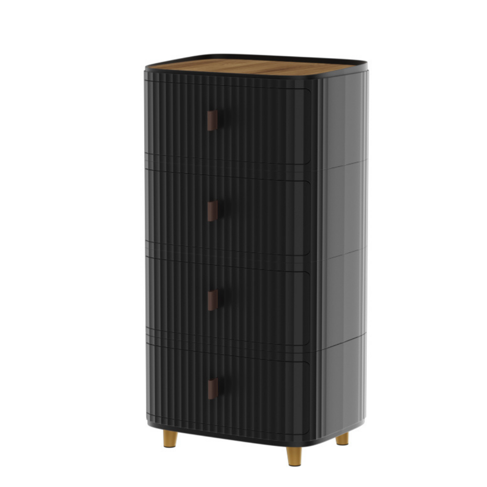 Modern 4-Layer Storage Cabinet with Wooden Top – Sleek Space-Saving Organizer