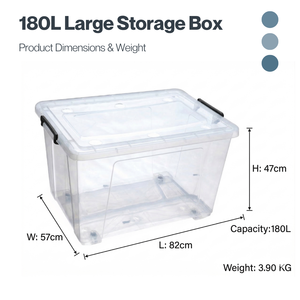180L XXL Storage Box with Lid – Extra Large Heavy-Duty Organizer (82×57×47 cm)