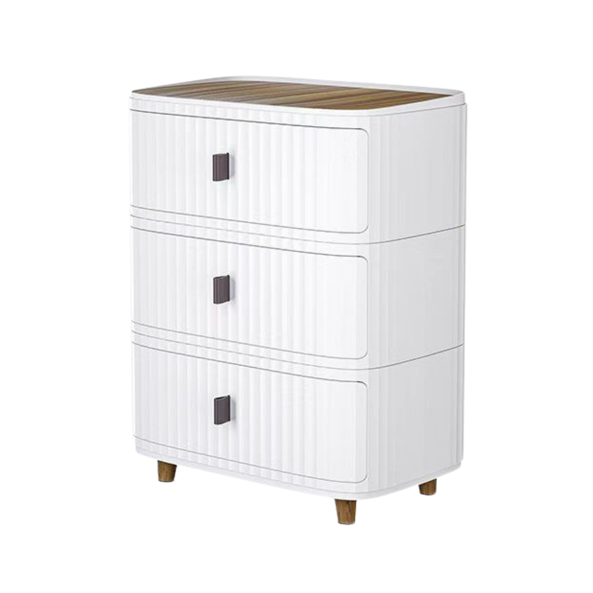 Modern 3-Layer Storage Cabinet with Wooden Top – Sleek Space-Saving Organizer