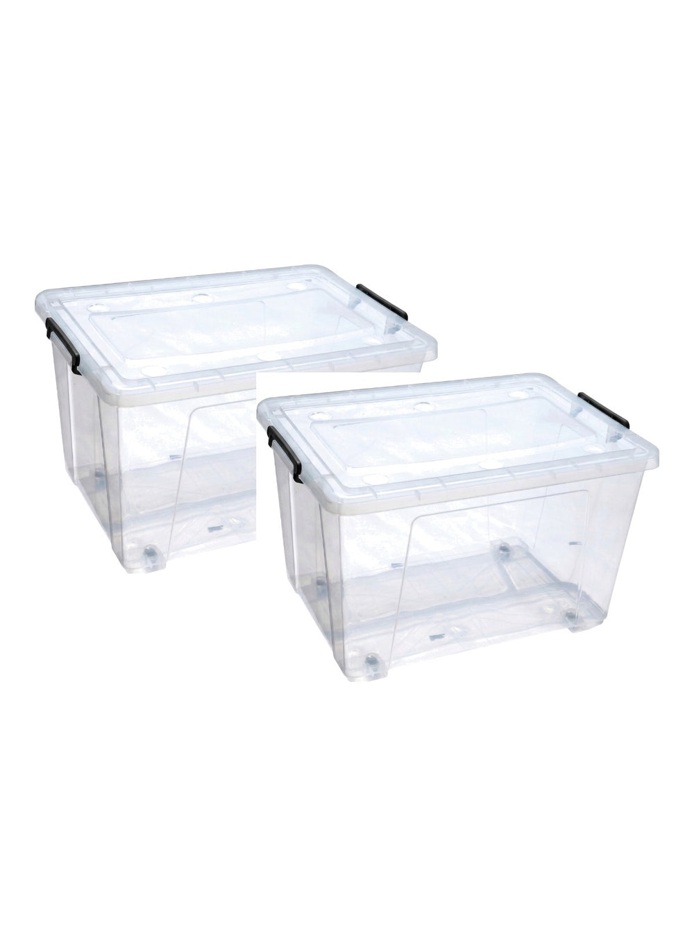 135L Clear Storage Box with Wheels and Lid, Set of 2