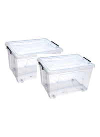 135L Clear Storage Box with Wheels and Lid, Set of 2