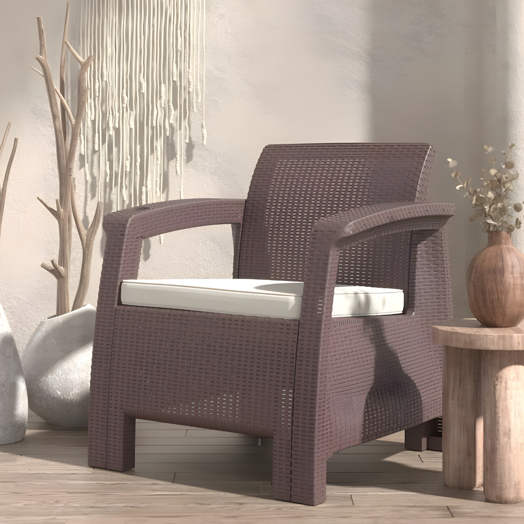 4-Seater Sofa Lounge Set – 2-Seater, 2 Armchairs, Coffee Table & Cushions – Outdoor Rattan Design