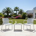 2-Seater Outdoor Bistro Set – White Plastic Chairs with Coffee Table, Weather-Resistant Patio & Balcony Furniture, UV-Resistant Recyclable Material
