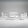 4-Seater Outdoor Sofa Set – White Plastic Seating with Coffee Table, Weather-Resistant Patio & Garden Furniture, UV-Resistant Recyclable Material