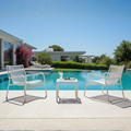 2-Seater Outdoor Bistro Set – White Plastic Chairs with Coffee Table, Weather-Resistant Patio & Balcony Furniture, UV-Resistant Recyclable Material