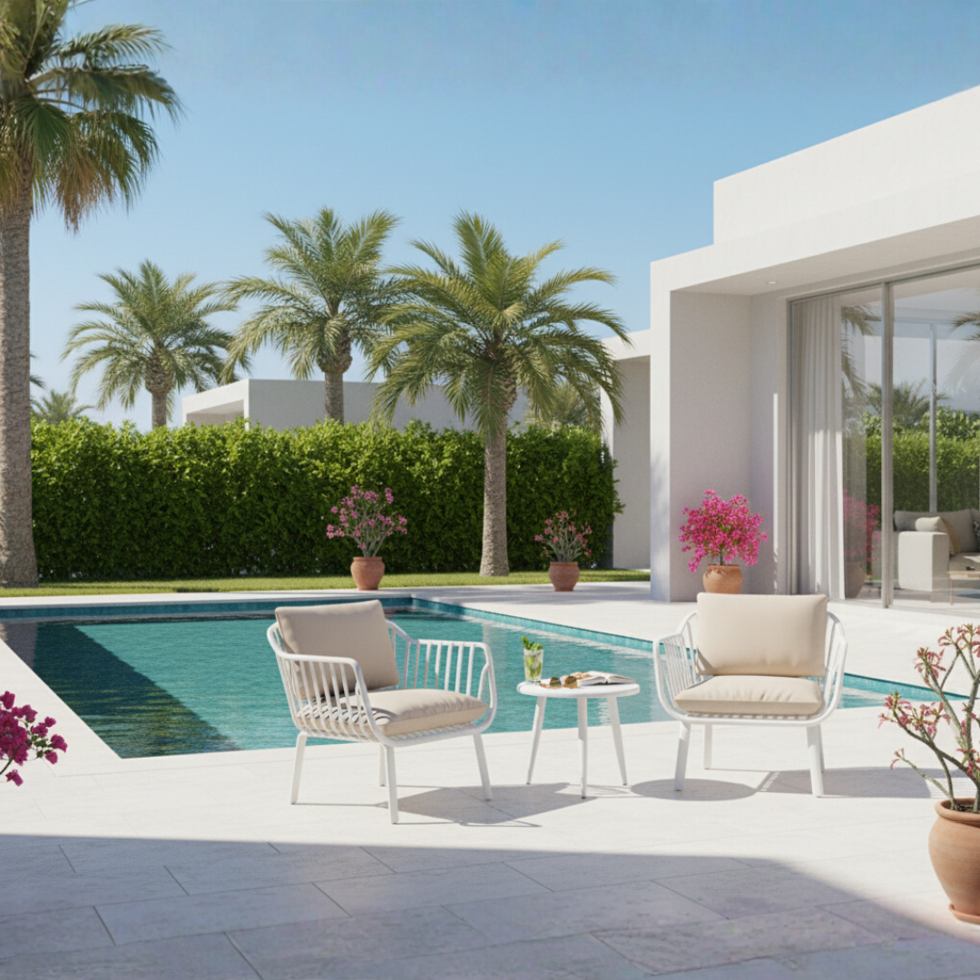 3-Piece Aria Outdoor Bistro Set – Modern Chairs & Coffee Table