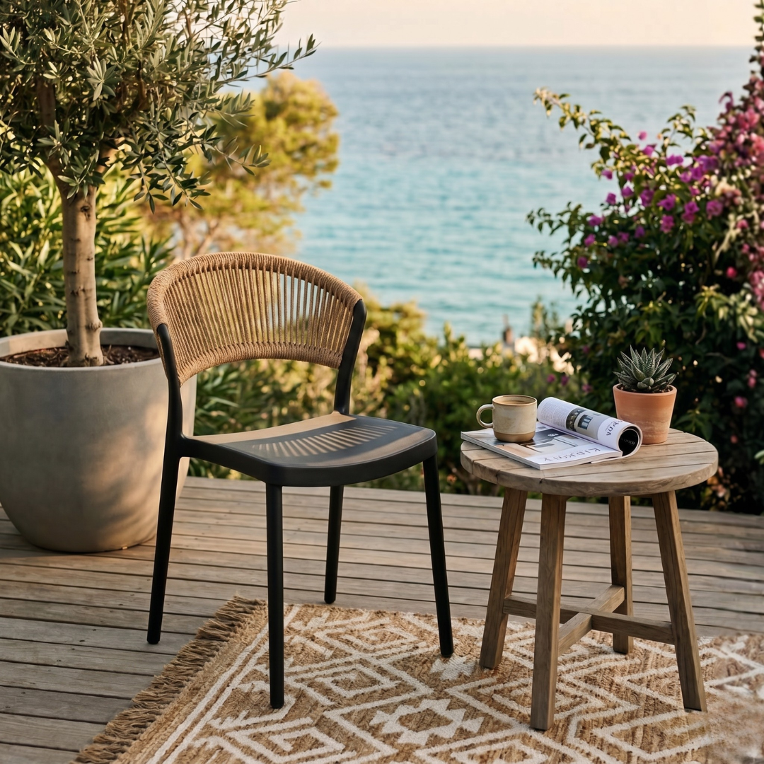 Siena Armless Chair – Modern Rope-Style Back Indoor & Outdoor Chair