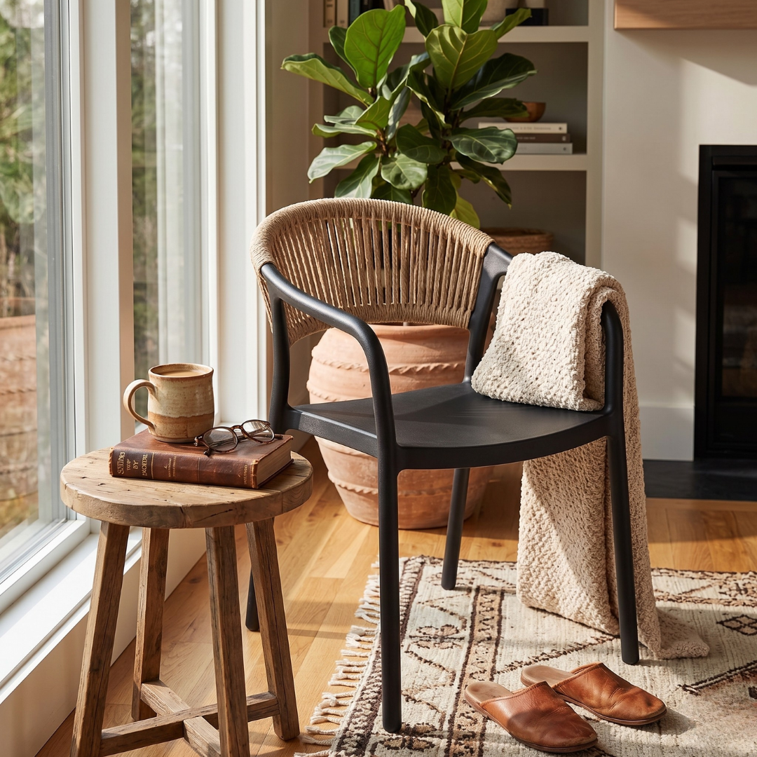Siena Dining Chair with Arms – Rope-Style Outdoor Patio & Garden Chair