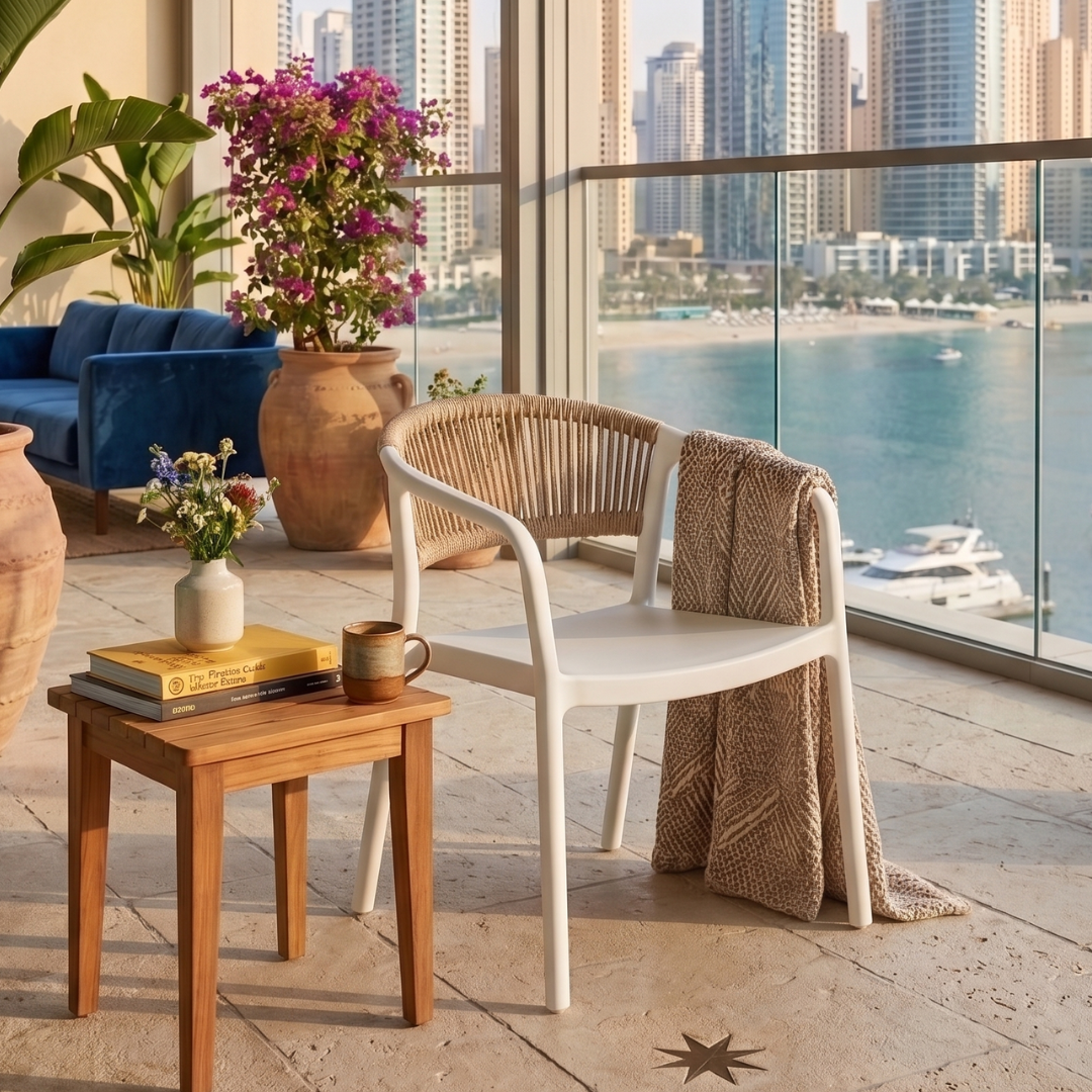 Siena Dining Chair with Arms – Rope-Style Outdoor Patio & Garden Chair