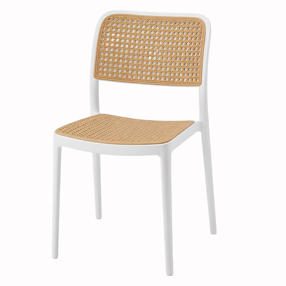 Capri Rattan Armless Dining Chair – Stackable Indoor & Outdoor Patio Chair