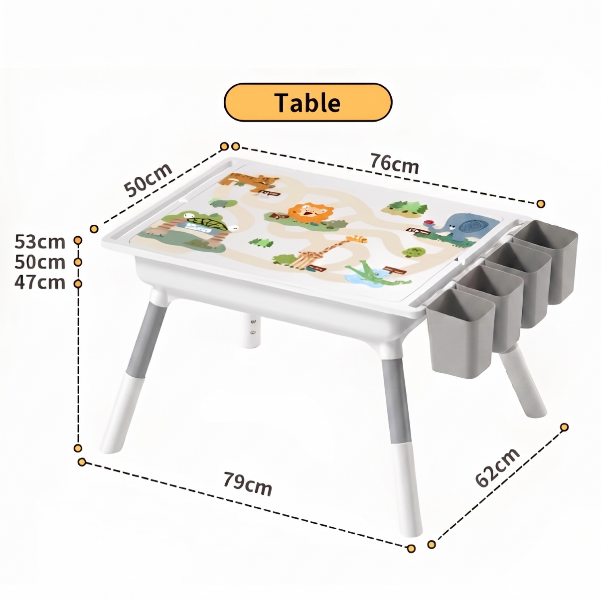 Multifunctional Kids Activity Table & 2 Chairs Set | Adjustable Height | Building Block, Study, Drawing, Sand & Water Play