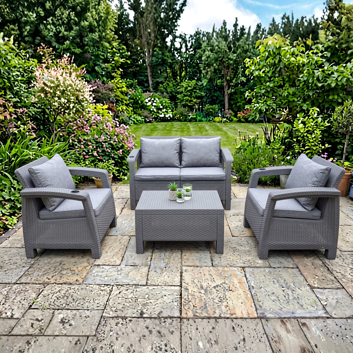 Havana 4-Seater Sofa Set 2+1+1, Grey, Seat & Back Cushions