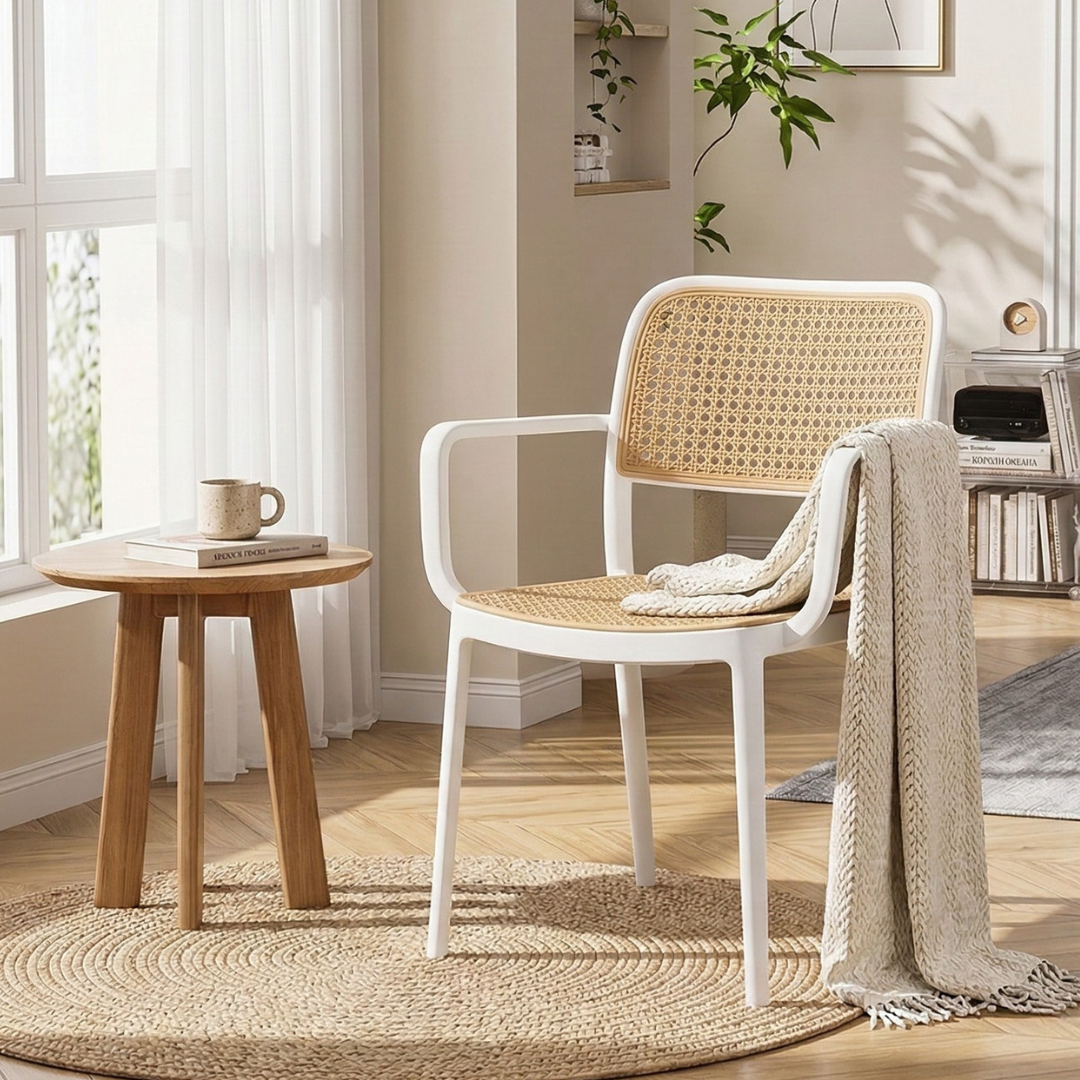 Capri Rattan Dining Chair with Arms – Modern Indoor & Outdoor Armchair