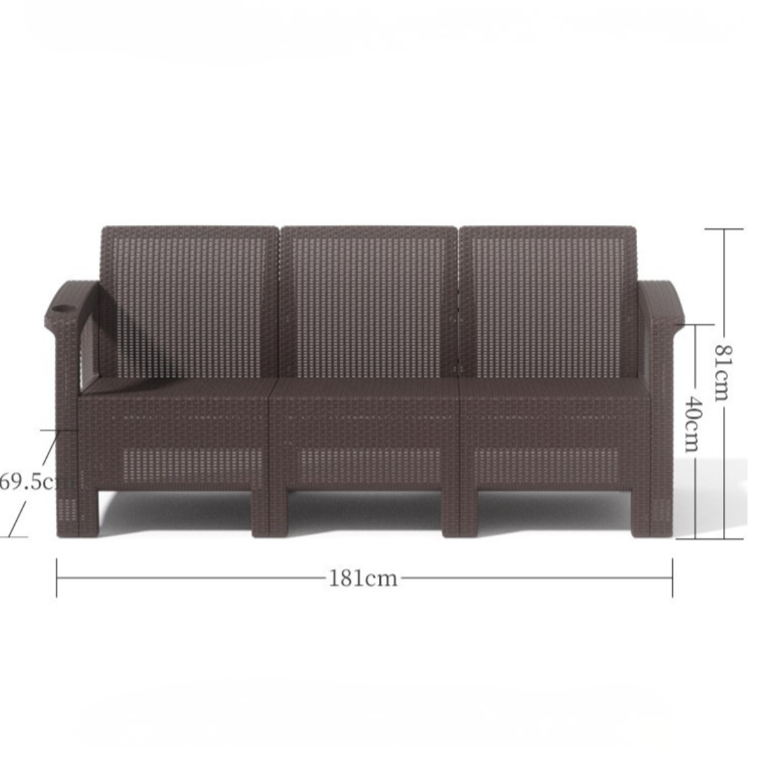 7-Seater Havana Outdoor Sofa Set – Modern Rattan-Style Seating with Coffee Table & Seat Cushions (Grey or Dark Brown Options)