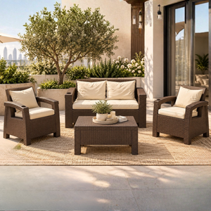 Havana 4-Seater Sofa Set 2+1+1, Dark Brown, Seat & Back Cushions