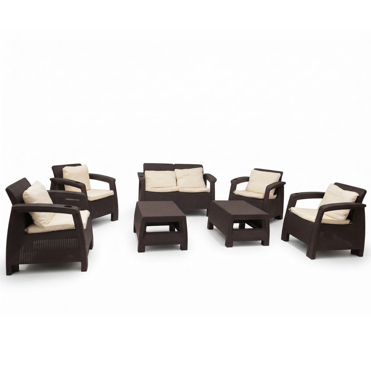 Havana 6-seater outdoor sofa set 2+1+1+1+1 with seat and back cushions – view 3