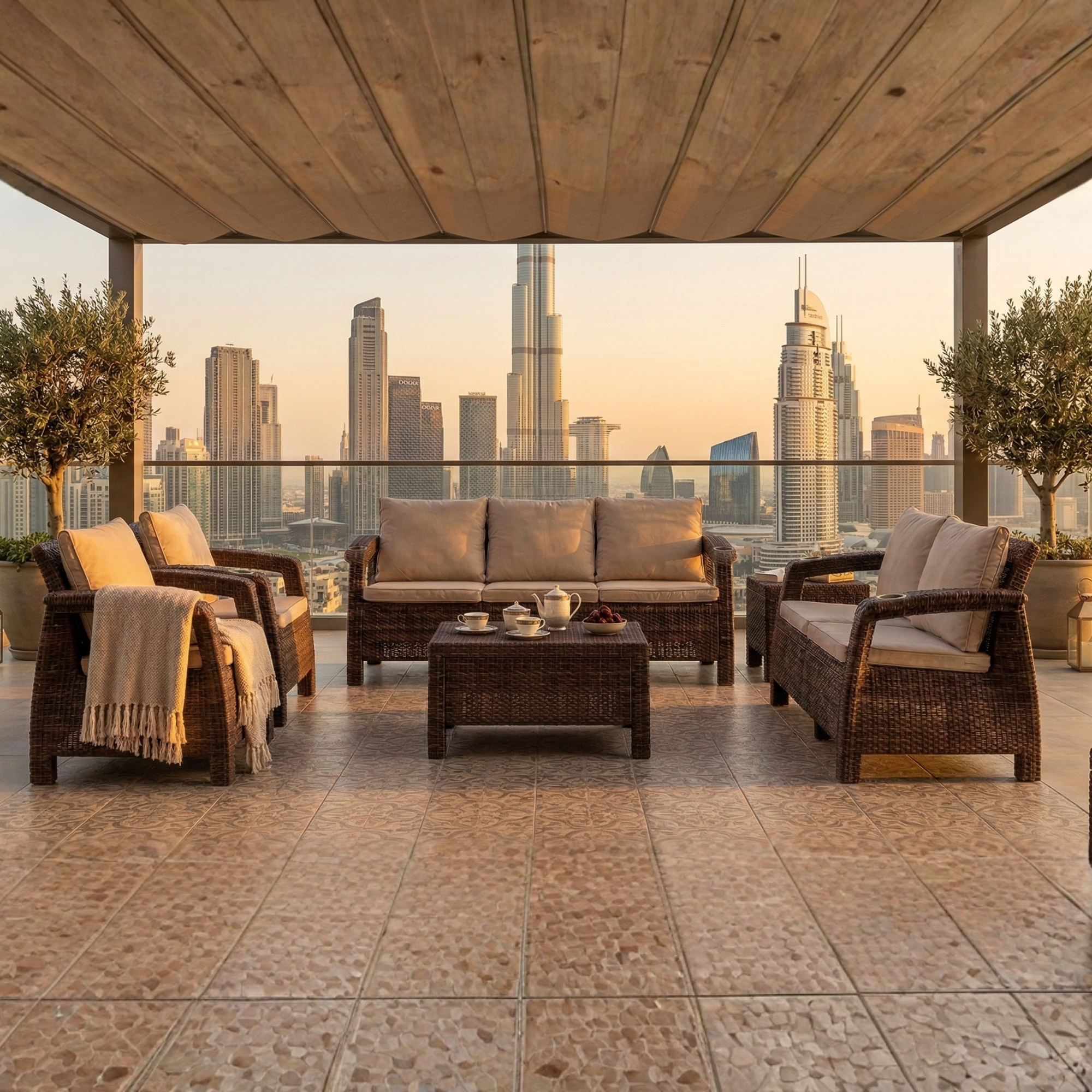 7-Seater Havana Outdoor Sofa Set – Modern Rattan-Style Seating with Coffee Table & Cushions (Grey or Dark Brown Options)