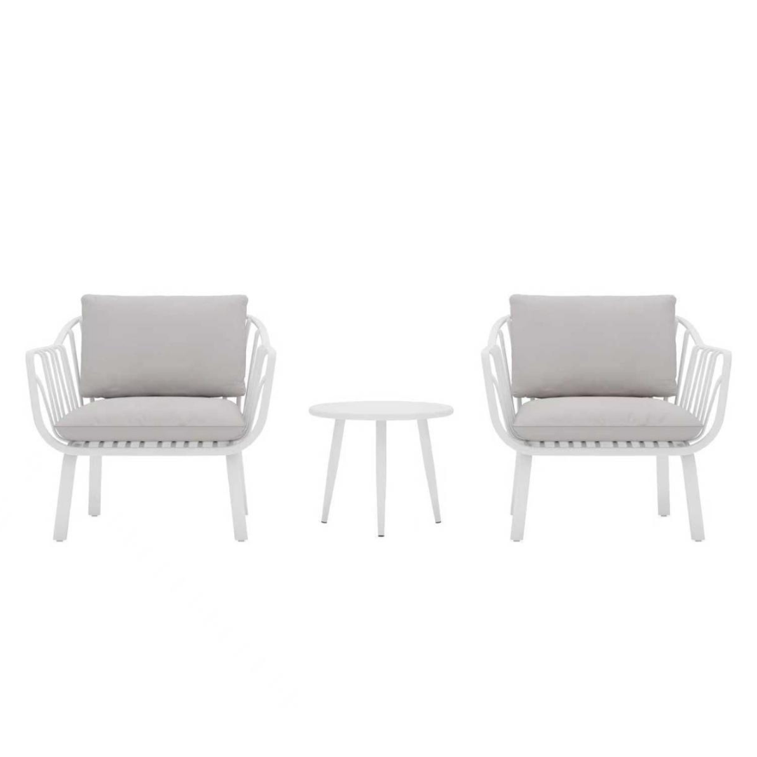 Aria Bistro Set – Modern, Weather-Resistant Outdoor Seating with Cushions (White)
