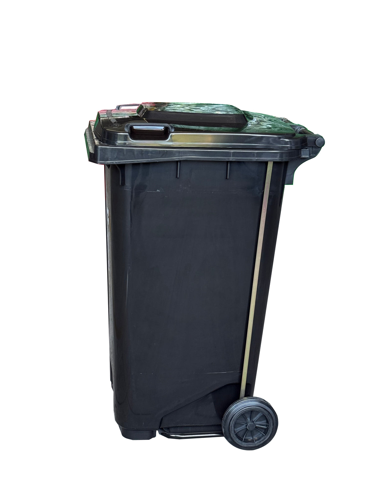 240L Heavy-Duty Wheeled Bin with Central Foot Pedal & Lid – Black, view 3