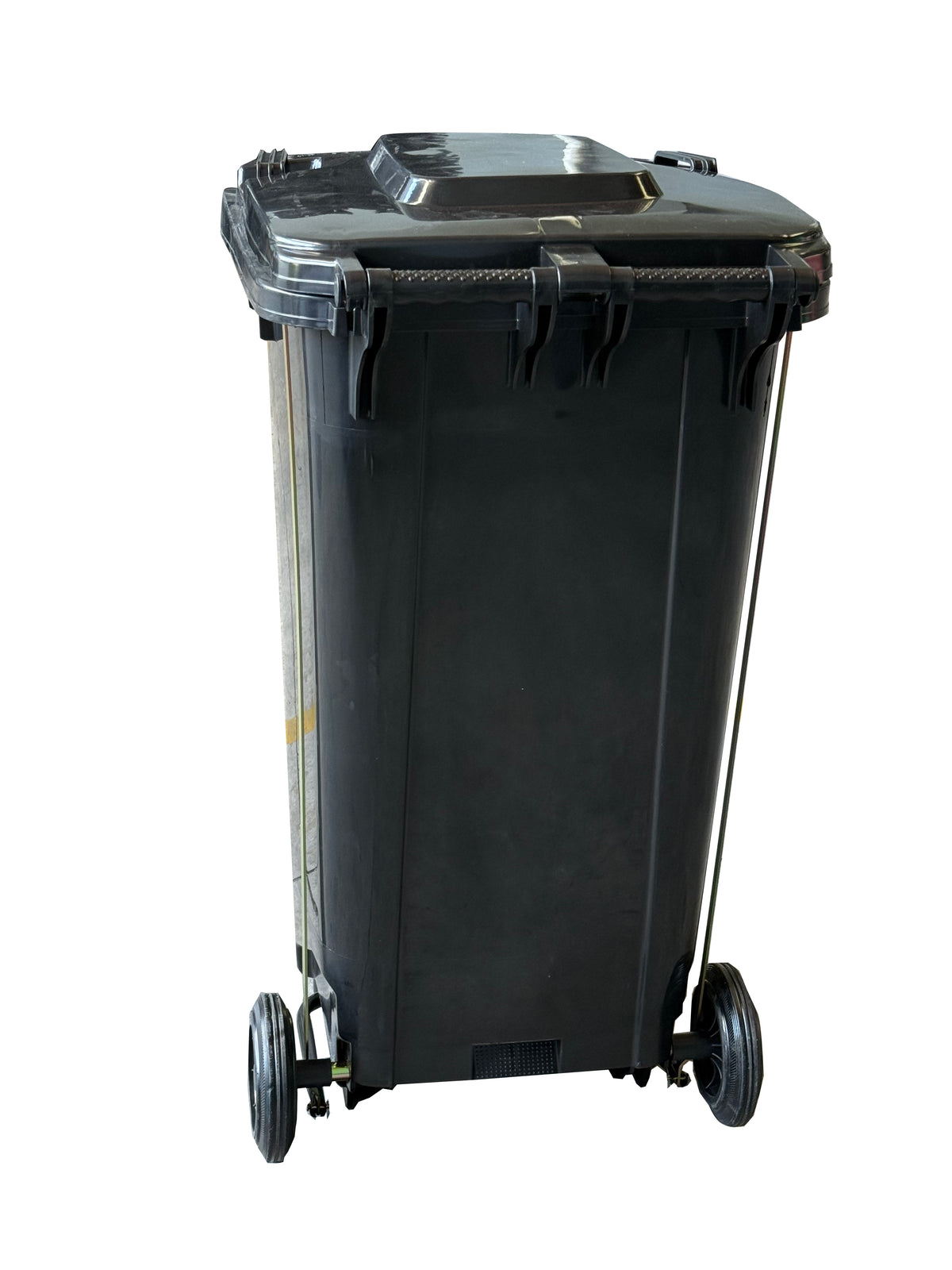 240L Heavy-Duty Wheeled Bin with Central Foot Pedal & Lid – Black, view 4