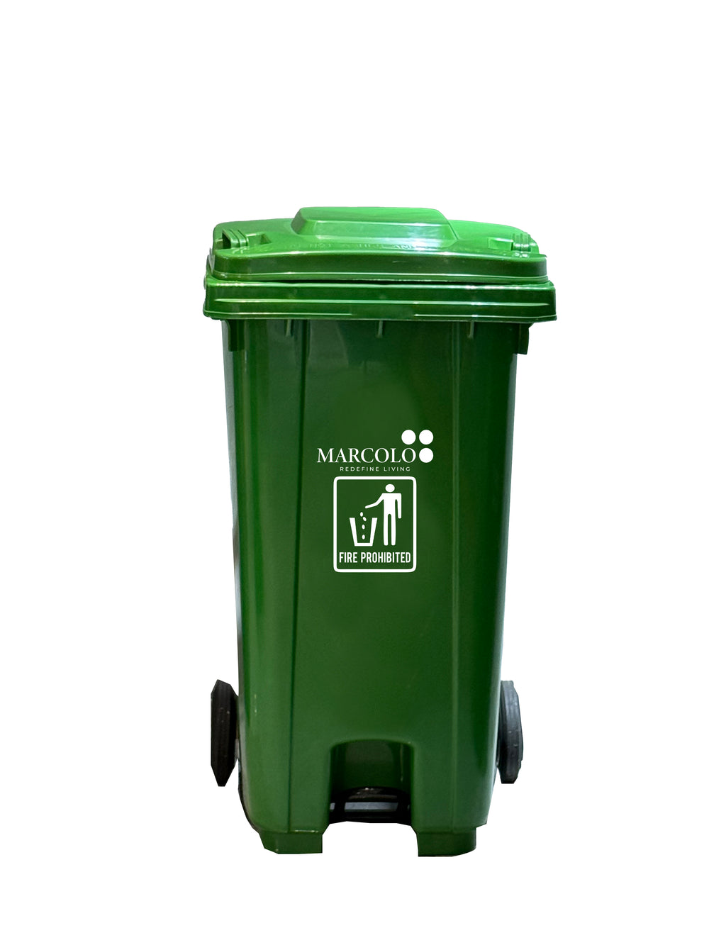 240L Heavy-Duty Wheeled Bin with Central Foot Pedal & Lid – Green, view 2