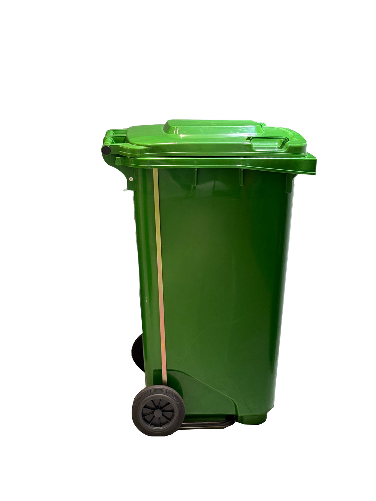 حاوية نفايات شديدة التحمّل 240L بعجلات ودواسة قدم وسطية وغطاء – HDPE مقاوم للأشعة فوق البنفسجية، 14.6 kg