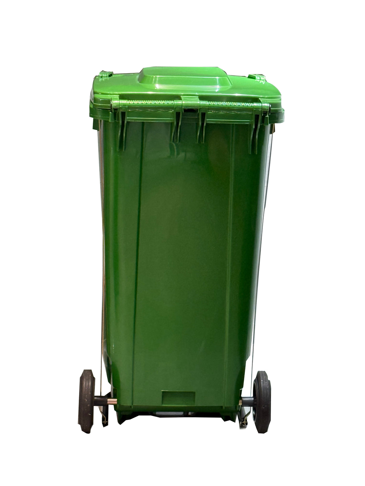 حاوية نفايات شديدة التحمّل 240L بعجلات ودواسة قدم وسطية وغطاء – HDPE مقاوم للأشعة فوق البنفسجية، 14.6 kg
