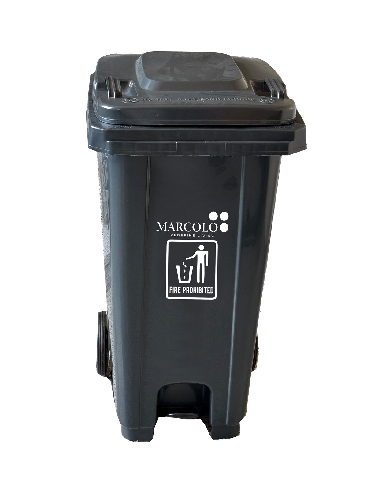 حاوية نفايات شديدة التحمّل 240L بعجلات ودواسة قدم وسطية وغطاء – HDPE مقاوم للأشعة فوق البنفسجية، 14.6 kg