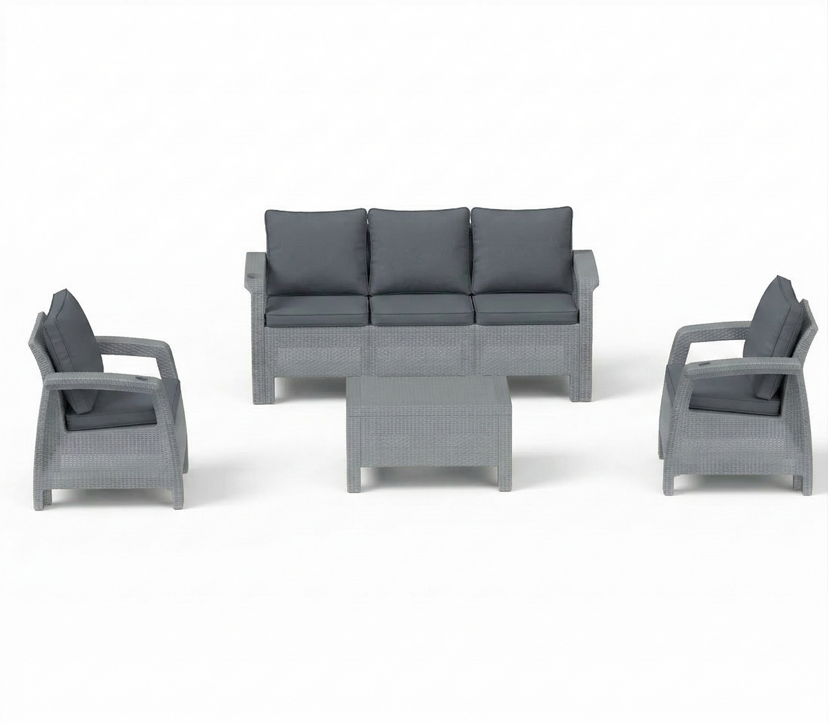 Marcolo grey 5-seater Havana outdoor set with grey cushions
