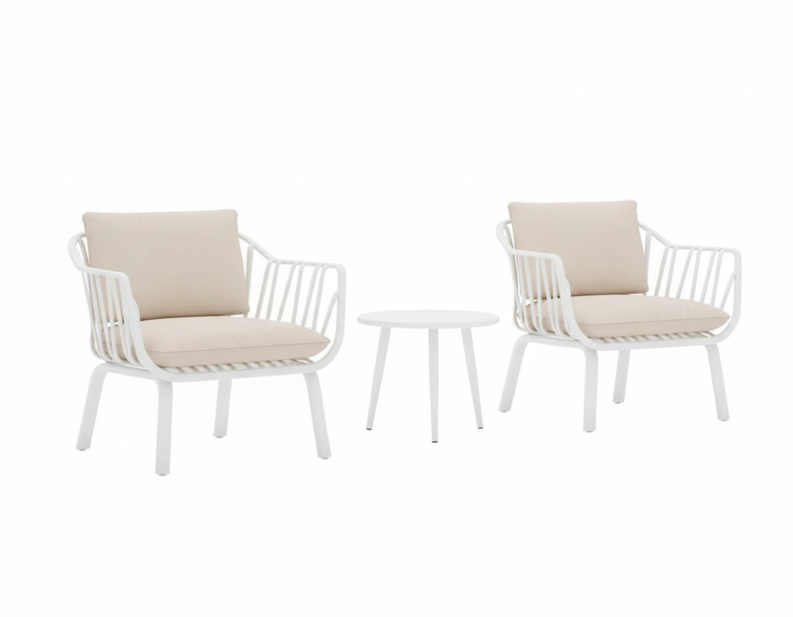 3-Piece Aria Outdoor Bistro Set – Modern Chairs & Coffee Table