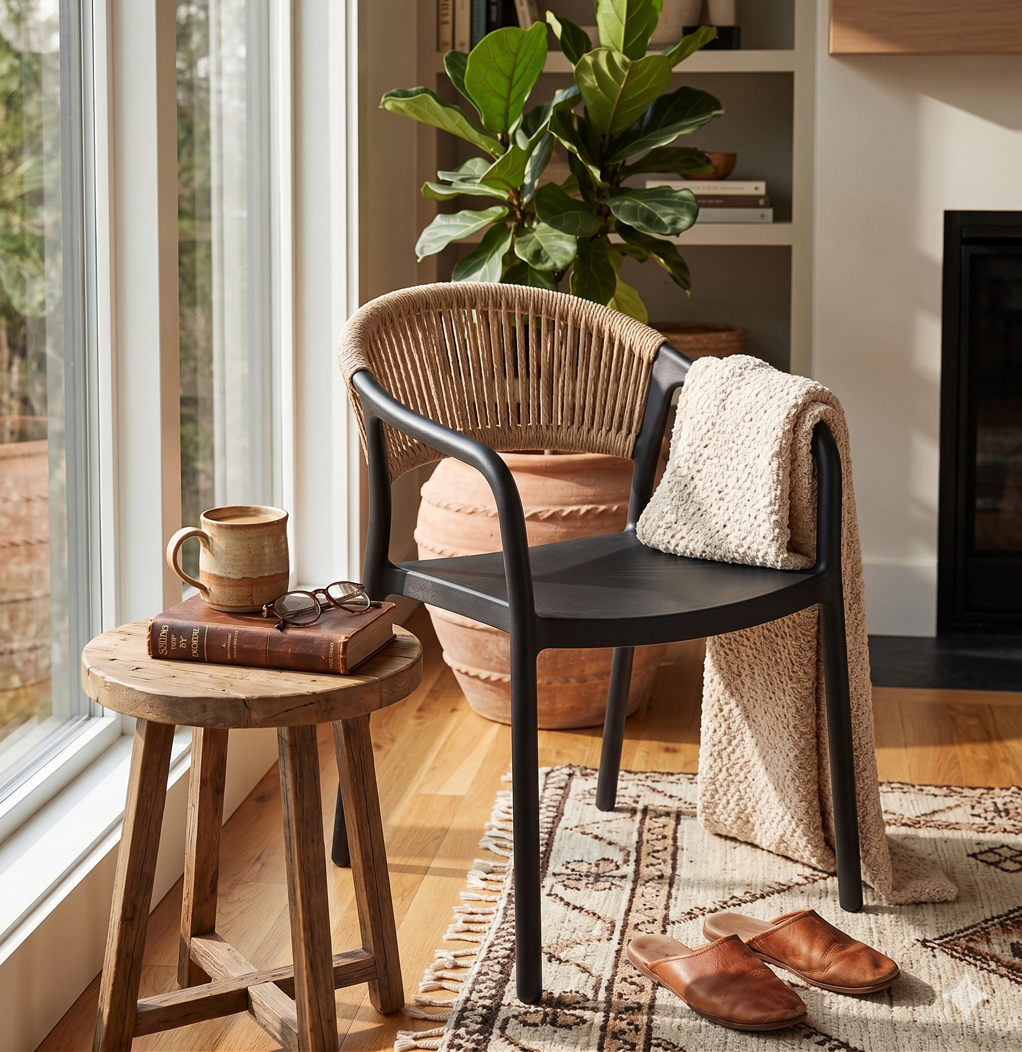 Siena Dining Chair with Arms – Rope-Style Outdoor Patio & Garden Chair