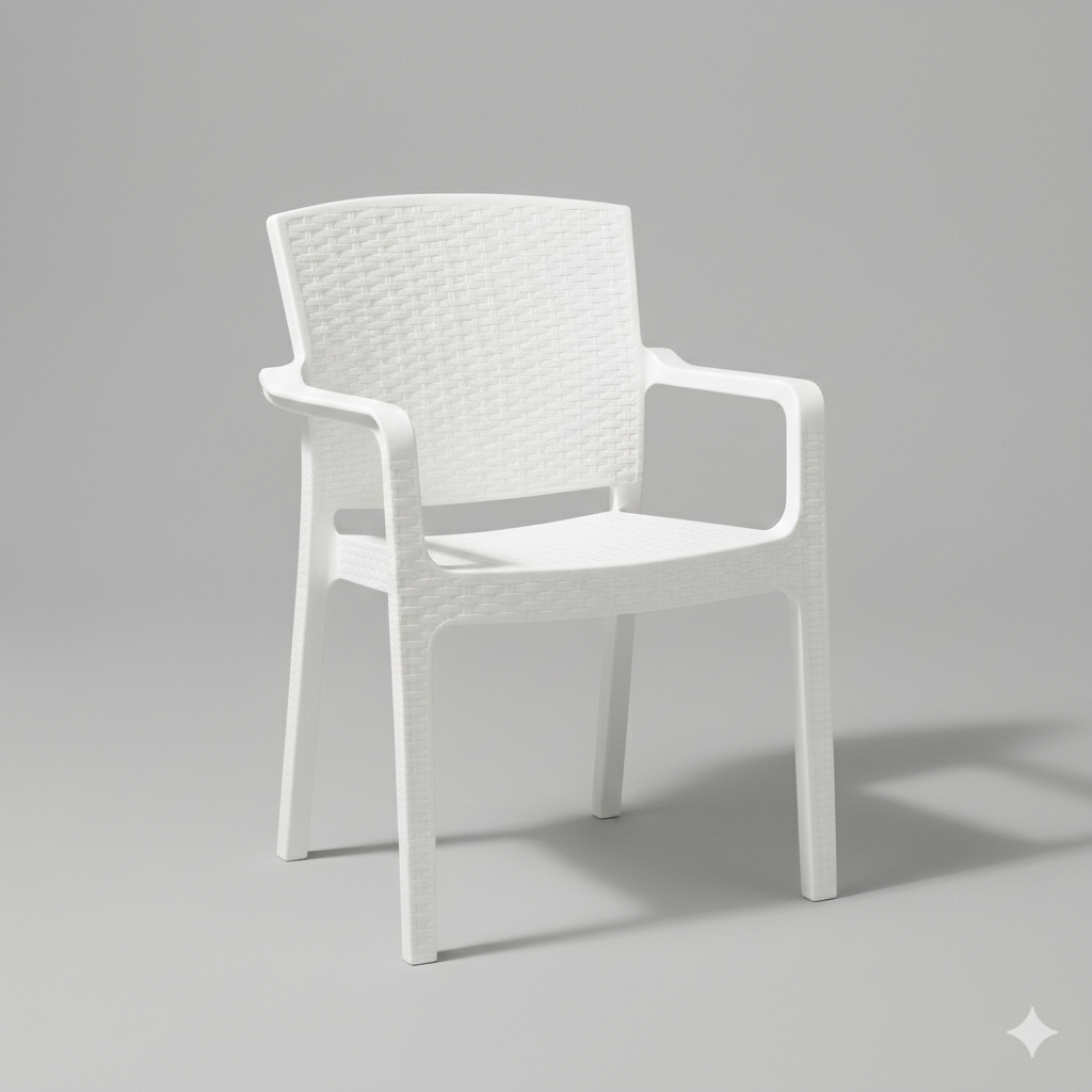 Marcolo white Rattan Armchair with Ergonomic Woven Design