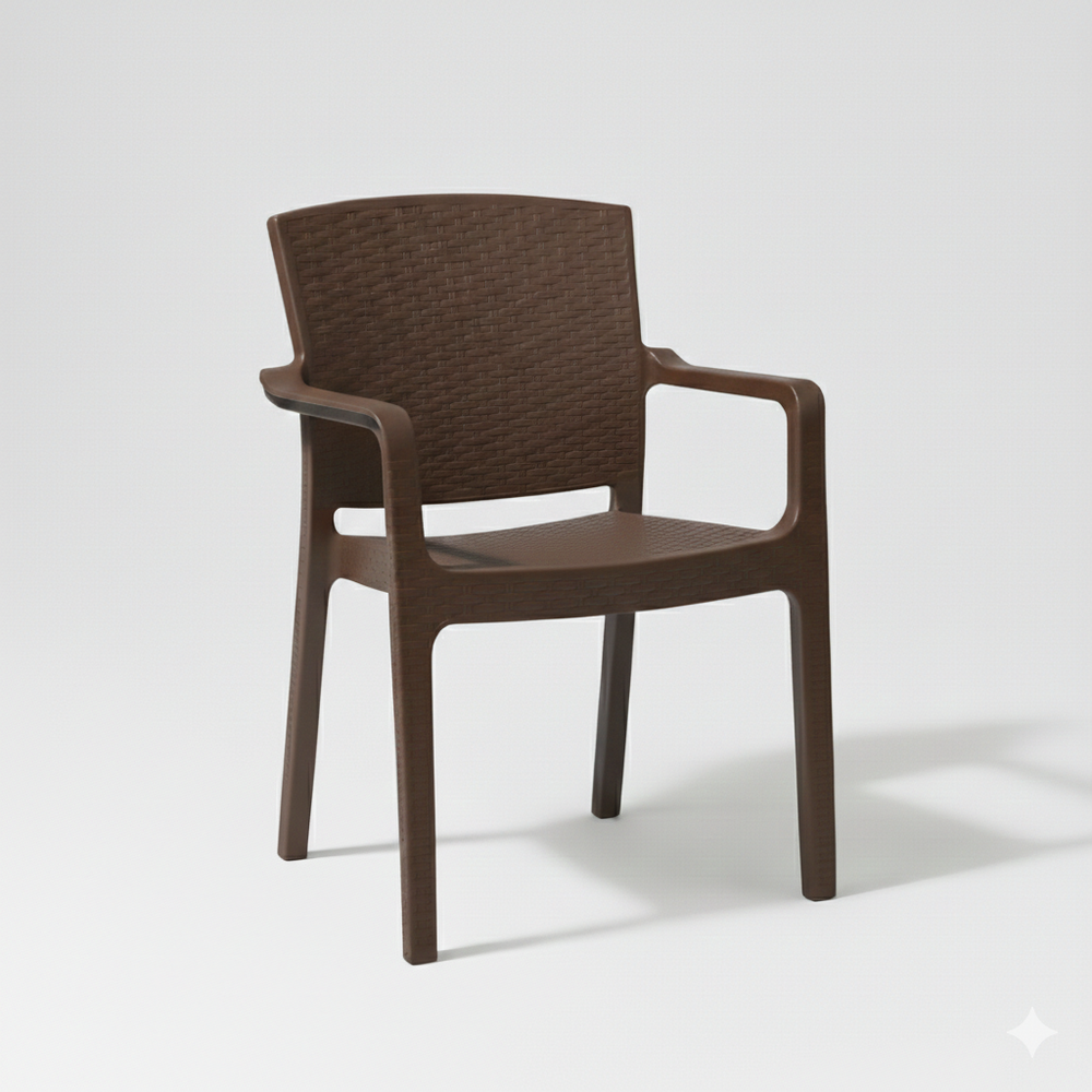 Marcolo brown Rattan Armchair with Ergonomic Woven Design