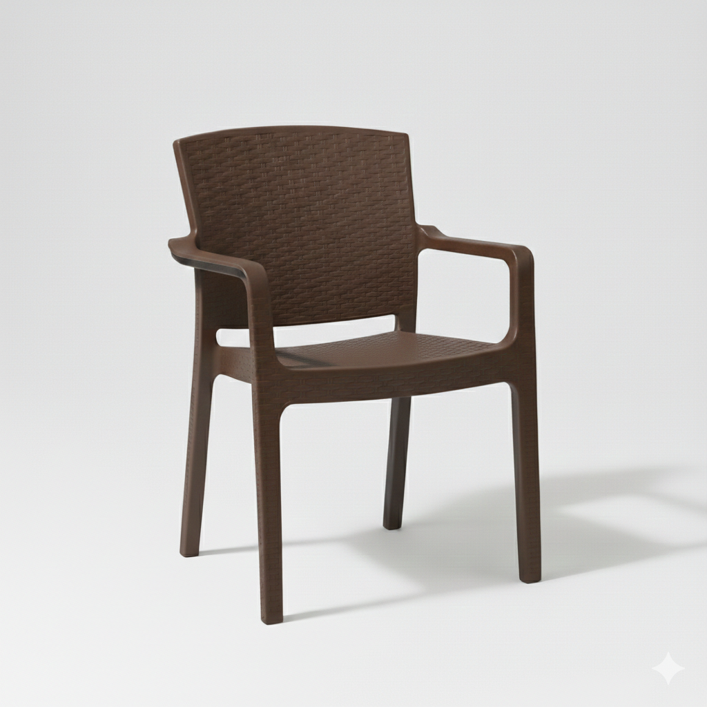 Marcolo brown Rattan Armchair with Ergonomic Woven Design