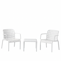 Marcolo White Olea Bistro Set with Two Chairs and Coffee Table