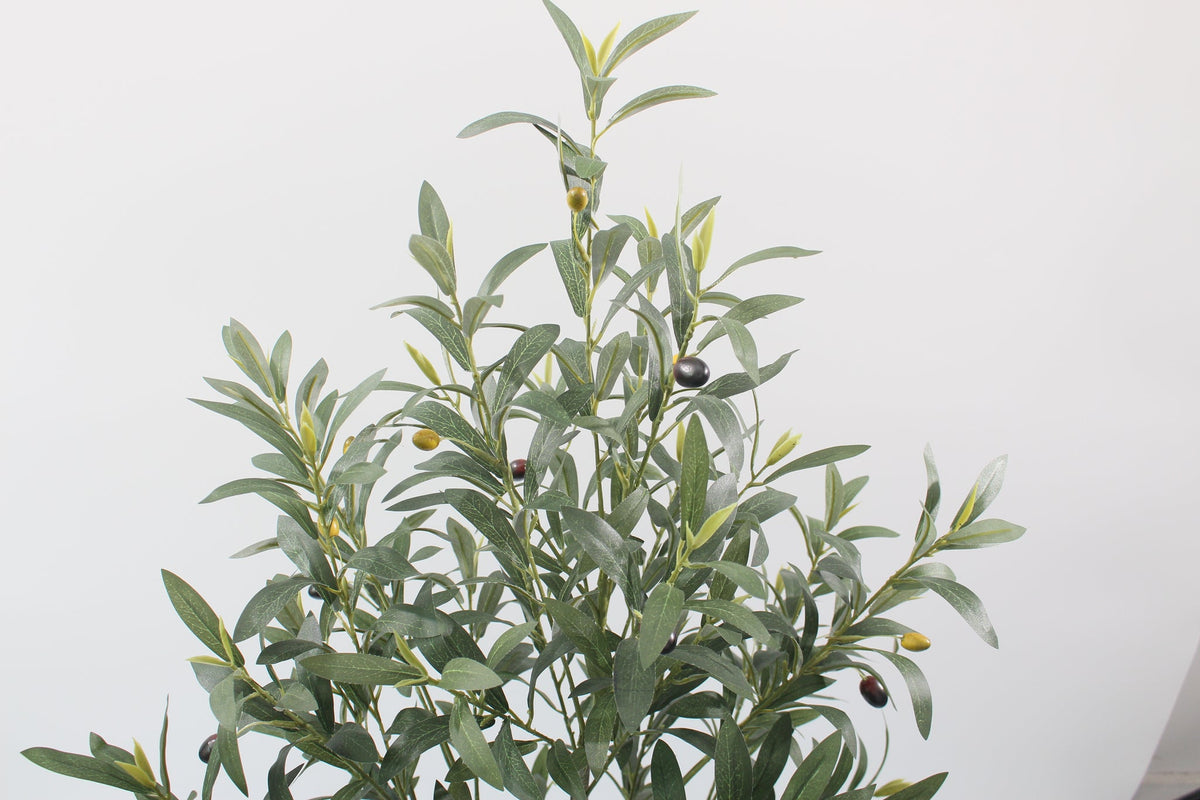 Close-up of the leaves and olives on the Marcolo 120 cm artificial olive tree