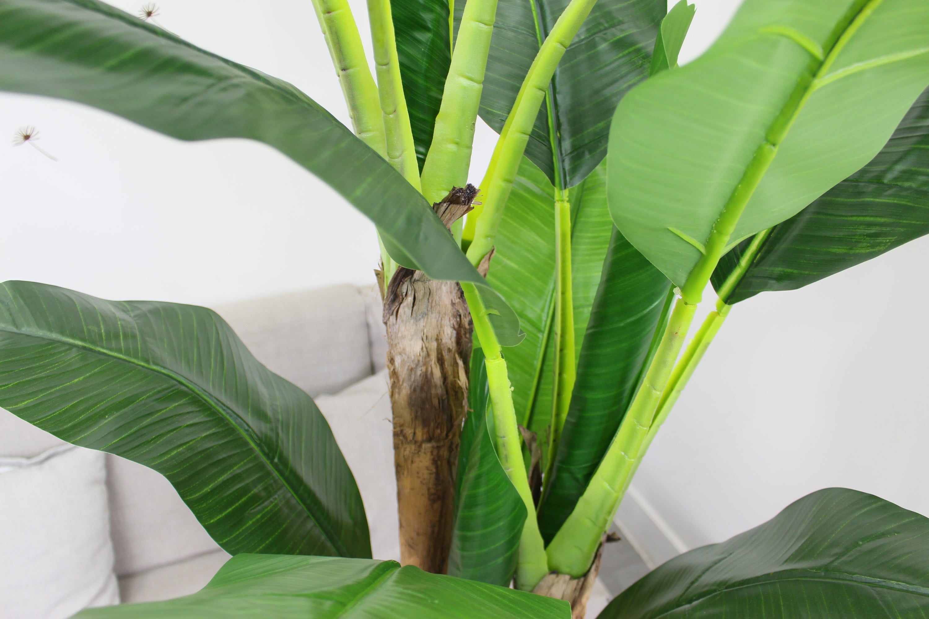 Marcolo 180cm artificial banana tree with large green leaves and realistic triple trunks in a pot.