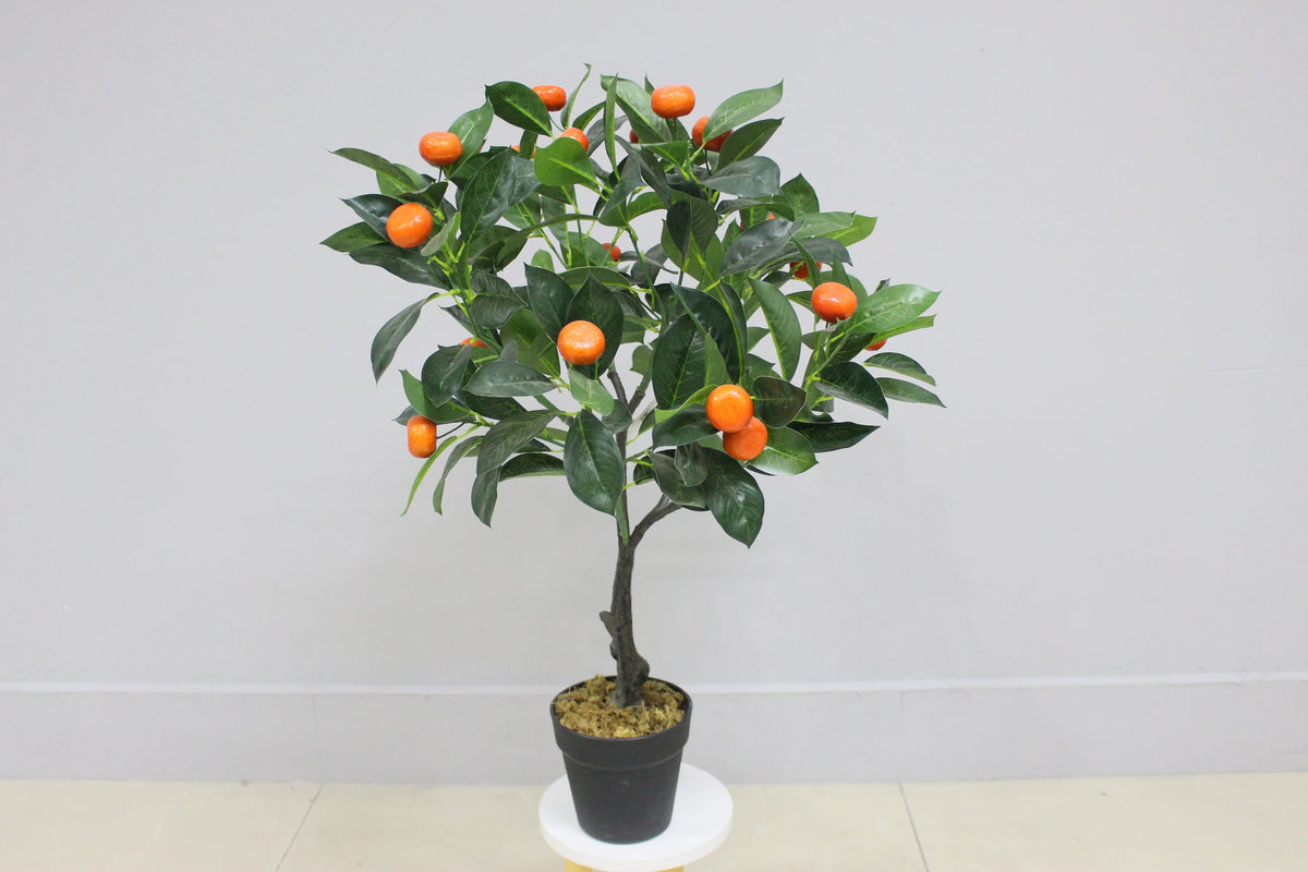 Marcolo artificial orange tree with pot, 70 cm, full view with orange fruit