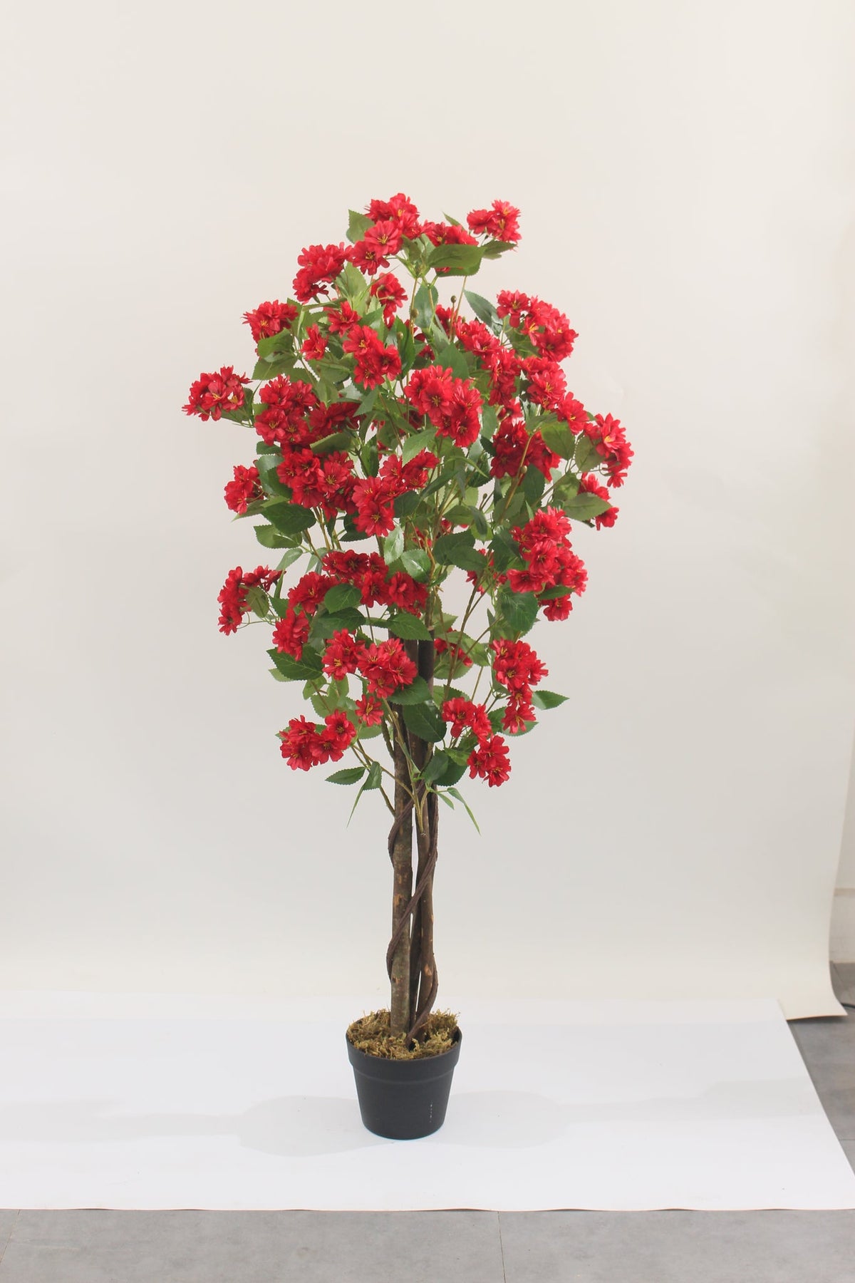 Marcolo artificial fragrans flower tree with pot, red, 120 cm, full view